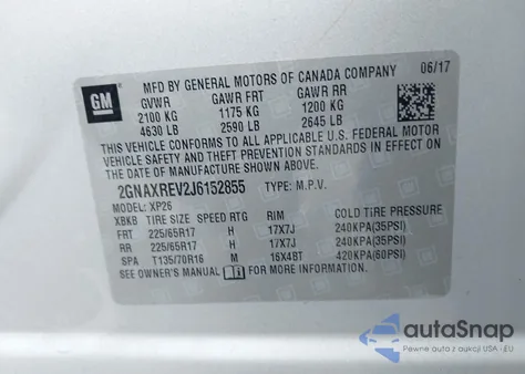 2018 Chevrolet Equinox Ls z USA, uszkodzony, nr VIN 2GNAXREV2J6152855